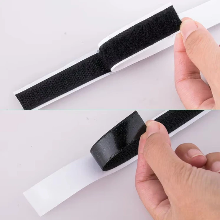 Custom self-adhesive hook loop tape for bags garments shoes indoor outdoor use Custom self-adhesive hook loop tape for bags garments shoes indoor outdoor use